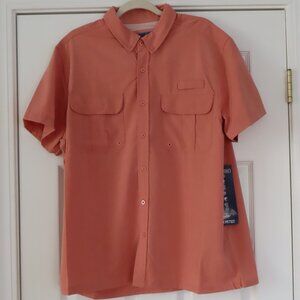 Xcaster UPF Sun Protction Fishing Shirt Vented Short Sleeves Button Front XL